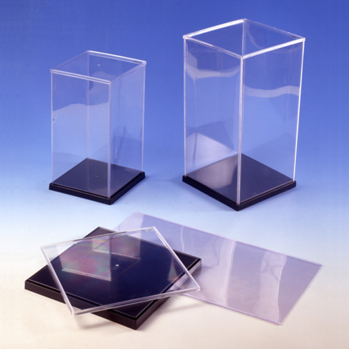 Vitrine en verre cube à monter soi-même, avec panneaux arrière, haut. 124  cm