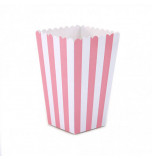 6 Boîtes à Popcorn | Rayées Rose et Blanc 