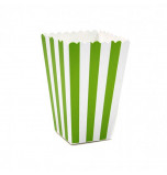 6 Boîtes à Popcorn | Rayées Vert Vif et Blanc 