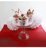 12 Ice Cream Cups - Vintage-Style, w/ wooden spoons