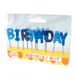 Birthday Candles - Letters | BIRTHDAY BOY -  2,5 cm High, Blue