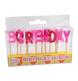 Birthday Candles - Letters | BIRTHDAY QUEEN -  2,5 cm High, Pink & Red