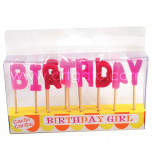 Birthday Candles - Letters | BIRTHDAY GIRL -  2,5 cm High, Pink