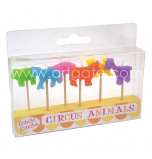 Birthday Candles | Novelty - Circus Animals - 6 assorted Designs & Colours