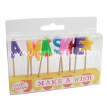 Birthday Candles - Letters | MAKE A WISH -  2,5 cm High, Rainbow