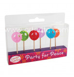 Birthday Candles | Novelty - Peace & Love - 6 Pieces, 6 Colours