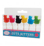 Birthday Candles | Novelty - Cats - 6 Pieces, 6 Colours