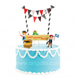 Cake Decorating Set | Pirates - 5 Cake Toppers and mini Flag Bunting