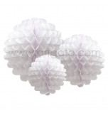 Pompons | White - Set of 3 Sizes, Honeycomb