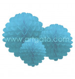 Pompons |Aqua Blue - Set of 3 Sizes, Honeycomb