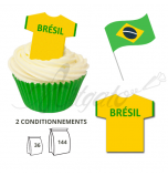 Wafer Toppers | Football T-Shirts 43 x 45 mm - Team Brazil