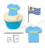 Wafer Toppers | Football T-Shirts 43 x 45 mm - Team Uruguay