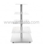 Wedding Cake Stand | Square Plates - 6 Tiers (cm 16/21/26/36/41), chrome Steel and anodized Aluminum