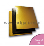25 Gold / Black Mirror Cake Cards | Square